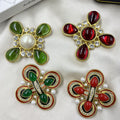 Classic Medieval Baroque Cross Crystal Brooch Vintage