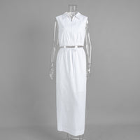 New Lapel-Neckline Zipper Sleeveless Vest Dress Set