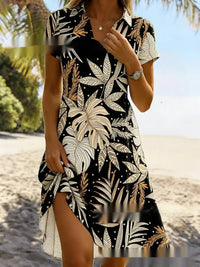 Bohemian 3D Printed V-Neck Short-Sleeve Maxi Dress