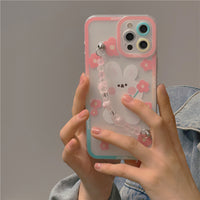 Flower Rabbit Chain Transparent Phone Case