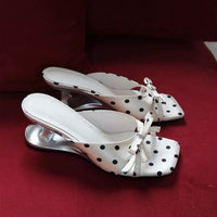 Womens Alien-style Square-toe Slide Sandals With A Bow