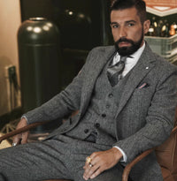 Britishstyle Wool Herringbone Blazer Men's Plussize Formal Wear Business And Fashion Suit