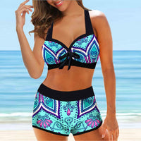 Women's Two Piece Swimsuit Slim Geometric Suit