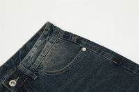 Punk Denim Shorts Men's High Street Wash