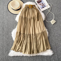 Mid-length Casual High Waist Slimming Large Hem Puffy Cake Dress
