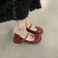 Womens French Lace Bow Mary Jane Shoes