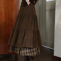 Thickened Japanese-style High-waisted Slimming Bow A-line Long Skirt