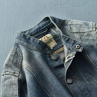 Stand Collar Retro Do The Old Cowboy Jacket Stitching Overalls Men