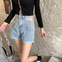 Thin High Waist Hollow Shorts Women's Clothing