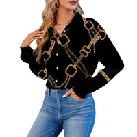 Women's 3D Printed Fashionable Long-sleeved Lapel Shirt