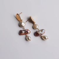 Lavender Natural Baroque Shaped Pearl Earrings