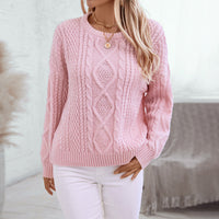 Round-neck Pullover Retro Cable Knit Sweater