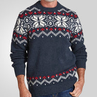 Autumn And Winter Round Neck Pullover Knitting Long Sleeve Brocade Sweater Men