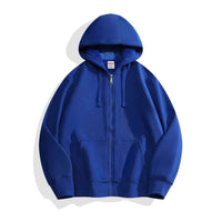 Solid-color Fleece-lined Hoodie For Men And Women