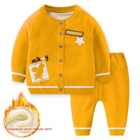 Baby Sweater Suit Girls' Fleece-lined Thickened Clothes Sweater
