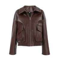 Retro AutumnWinter Old Money Style Leather Jacket For Women
