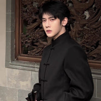 Stylish Edgy Zhongshan Jacket With A Patchwork Design