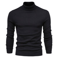Casual Men's Solid Color Pullover Sweater High Neck