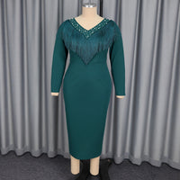 Plus-size Womens Tassel And Beaded Dress