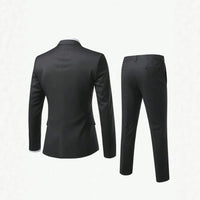 Mens Solid-Colored Suit Formal Gentlemans Suit Set