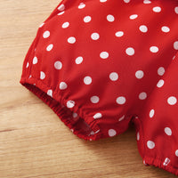 Children's Love Short Sleeves And Dots Headscarf Pajamas