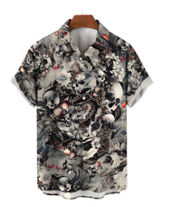 Retro Skull Head 3D Digital Printing Leisure Loose Shirt
