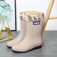 Fashion Work Wear Rain Shoes Adult Warm Women's Mid-calf Rain Boots