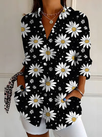 New Womens Floral Print Premium Elegant Long Sleeve Shirt