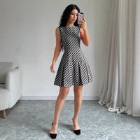 Women's Casual All-Match EuropeanAmerican Style Plaid Pleated Dress