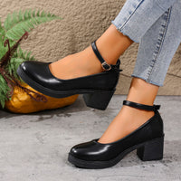 Womens Roundtoe Lowcut Chunkyheel Shoes