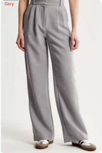 High Waist Wide Leg Pants With Belt Casual Suit