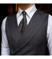 Slim Business Double Breasted Solid Color Vest Man