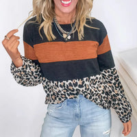 New Casual Crew-neck Sweatshirt With A Color-block Print
