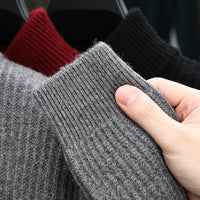 Thickened Men's Half-zip Stand-up Collar Pure Wool Knitted Pullover Warm Sweater