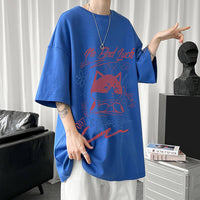 White Half Sleeve Cute Cat T-shirt Top