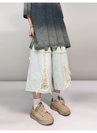 Hip Hop Wide Leg Retro Denim Shorts