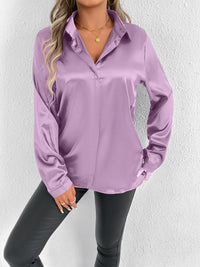 Springsummer Satin Shirt Long-sleeved Satin Top