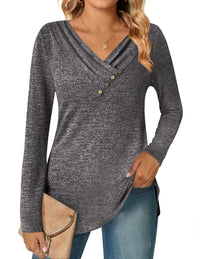 Women's Long Sleeve V-neck Button-up Shirt