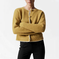 Loose Multicolor All-match Wool Blended Knitted Cardigan Sweater