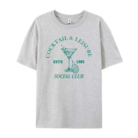 Cocktail Leisure Retro Graphic Tees Women Vintage Tennis Spo