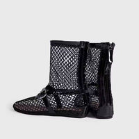 Metal Buckle With Back Zipper Ballet Women's Shoes High Top Fashion Shoes