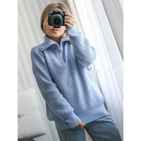 Loose-fitting Womens Knitted Sweater With A Zipper For Outerwear