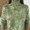 Womens Christmas-print Turtleneck Sweater For Comfort And Style