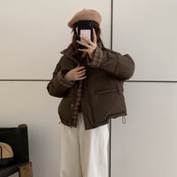 Patchwork Loose Casual Stand Collar Temperament Cotton-padded Jacket