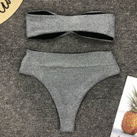 Ladies Split Swimsuit Filigree High Waist Bikini