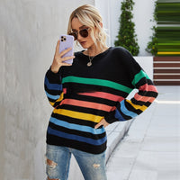 Striped Stitching Internet Celebrity Knitwear Fashion Sweater