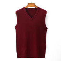 Men's Spring And Autumn Solid Color Casual V-neck Sweater