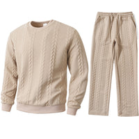 Solid-color Sporty And Casual Jacquard Men's Hoodie And Pants Set