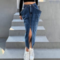 Women's Irregular Washed Denim Skirt