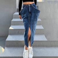 Women's Irregular Washed Denim Skirt